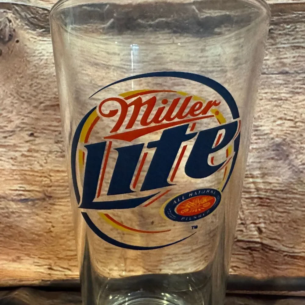 Miller Lite Drinking Glass Pint Beer Logo Clear 5.75